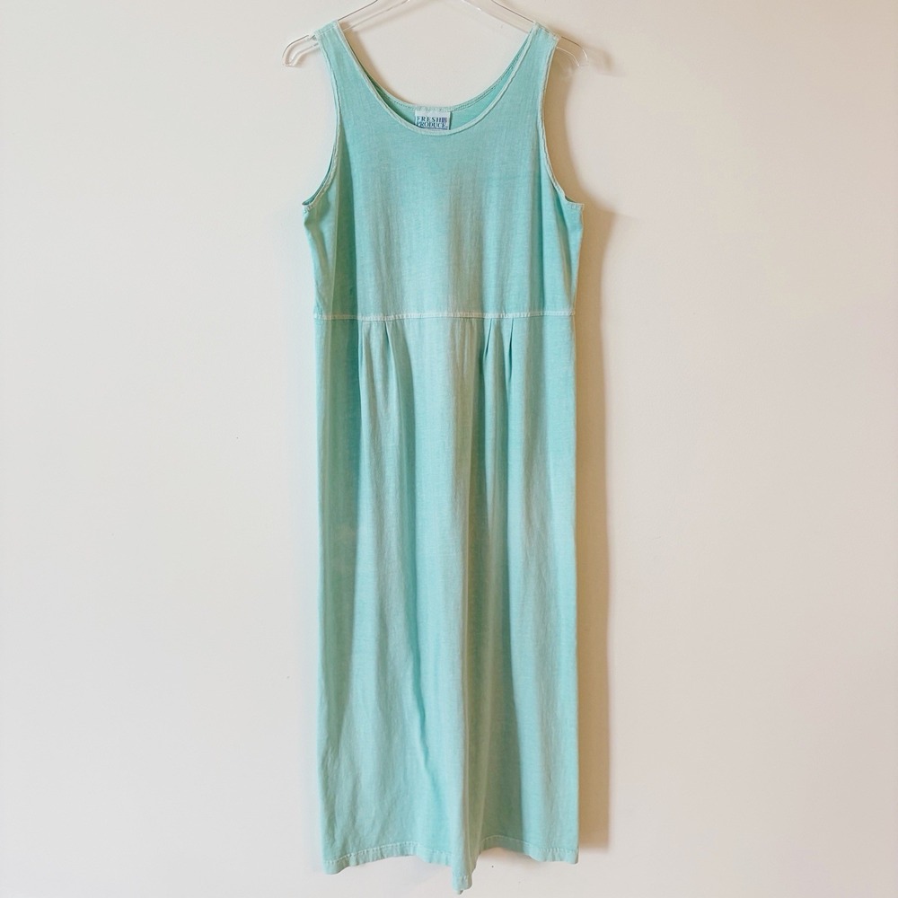 Fresh Produce Womens Medium Blue Cotton Sun Embroidered Maxi Tank Dress Beach